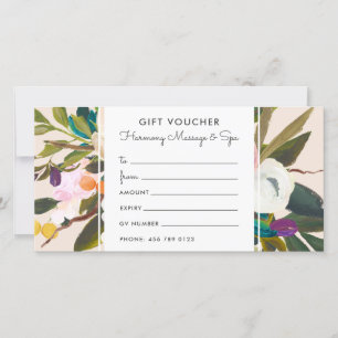 Botanische Bliss Floral Gift Voucher Kaart   Cream