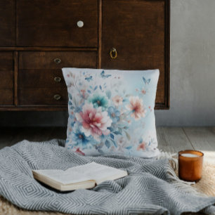 Botanische Bliss met Blauw Kussen