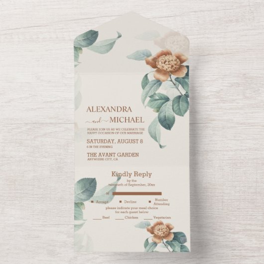 botanische bloeding in één keer all in one uitnodiging (Binnen)