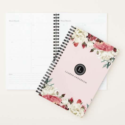 Botanische bloei  monogram Roos Planner (Display)