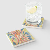 Botanische bloei –  stenen onderzetter (Zijkant)