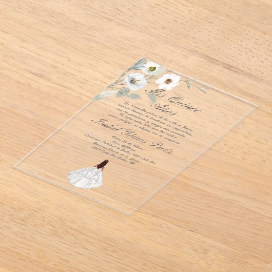 Botanische bloem acryl Quinceanera uitnodiging Acryl Uitnodigingen (Laagn)