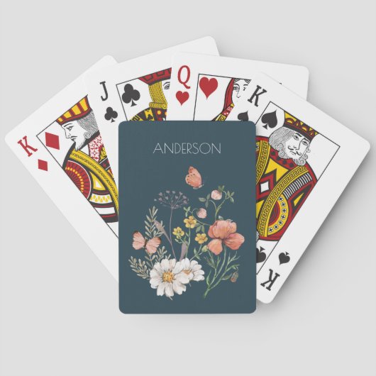 Botanische bloem Boho Pokerkaarten (Achterkant)