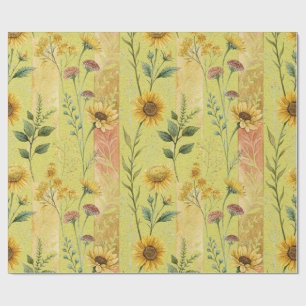 Botanische bloem gele zonnebloem wilde bloemstenge cadeaupapier