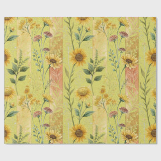 Botanische bloem gele zonnebloem wilde bloemstenge cadeaupapier