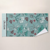 Botanische bloem gepersonaliseerde naam badhanddoek (Badhanddoek)