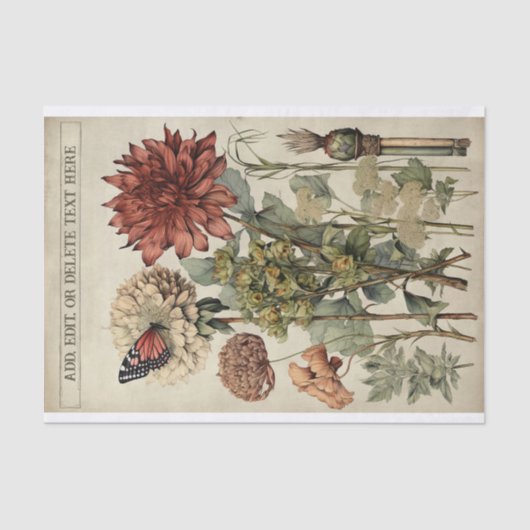 Botanische bloem illustraties op perkament nr. 5 tissuepapier (Voorkant)
