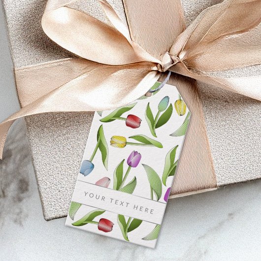 Botanische bloem moderne kleurrijke tulp cadeaulabel