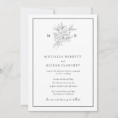 Botanische bloem monogram bruiloft kaart (Voorkant)