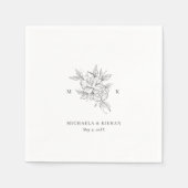 Botanische bloem monogram bruiloft servet (Voorkant)