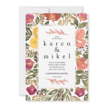 Botanische Bloem Schilderij Bruiloft Uitnodiging
