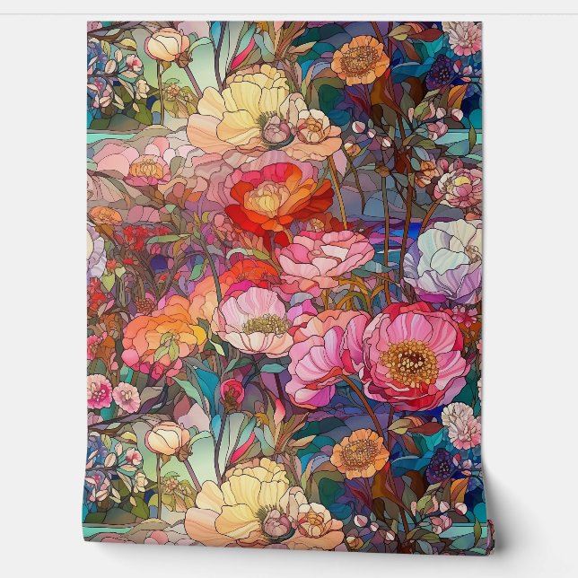 Botanische bloemblaadjes behang (Afrollen)