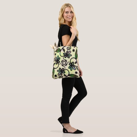 Botanische bloemblaadjes canvas tas (Op model)
