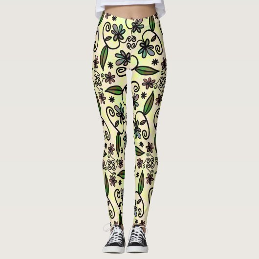 Botanische bloemblaadjes leggings (Voorkant)