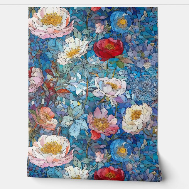 Botanische bloemblaadjes van glas behang (Afrollen)