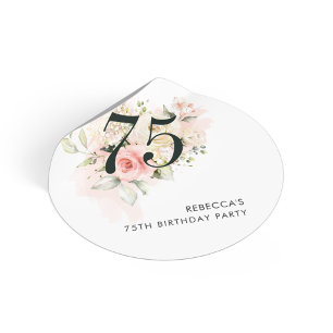 Botanische Bloemen 75e Verjaardagsfeestje Ronde Sticker