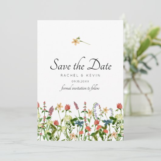 Botanische Bloemen Bewaar de Datum Uitnodiging (Staand voorkant)