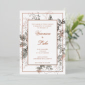  Botanische Bloemen Bruiloft Folie Uitnodiging (Staand Voorkant)