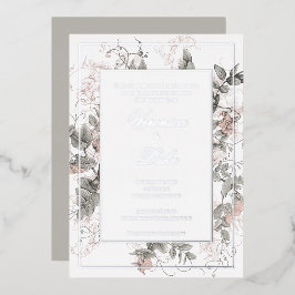  Botanische Bloemen Bruiloft Folie Uitnodiging