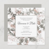 Botanische Bloemen Bruiloft Kaart (Voorkant / Achterkant)