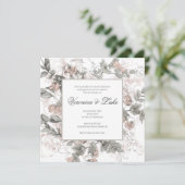 Botanische Bloemen Bruiloft Kaart (Staand voorkant)