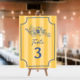 Botanische Bloemen Gele Streep Bruiloft Kaart