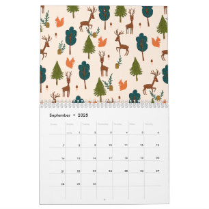Botanische Bloemen Hand getrokken patroon geïllust Kalender