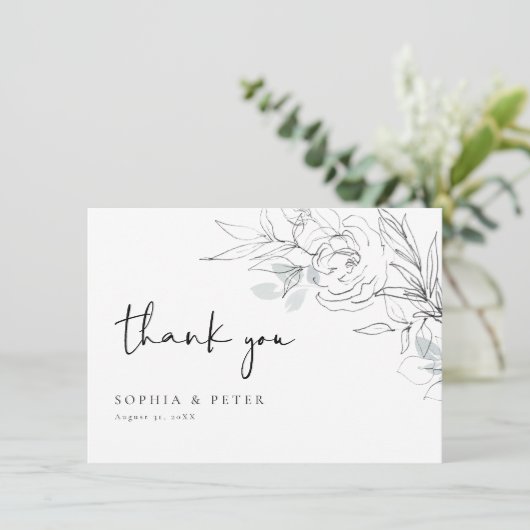 Botanische bloemen-illustratie dankkaart bedankkaart (Staand voorkant)