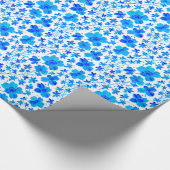 Botanische bloemen in diep blauw en wit cadeaupapier (Hoek)