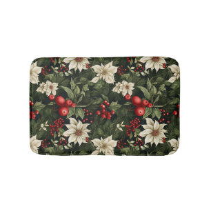 Botanische Bloemen Kerstpatroon Badmat