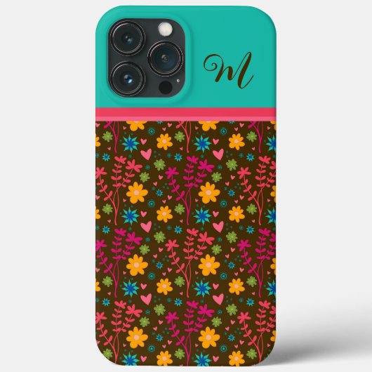 Botanische Bloemen Modern Initiaal Leuk Trendy Case-Mate iPhone Case (Achterkant)