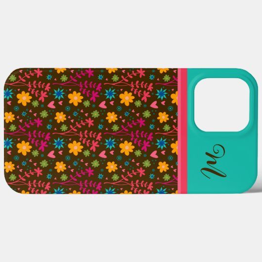 Botanische Bloemen Modern Initiaal Leuk Trendy Case-Mate iPhone Case (Achterkant (horizontaal))