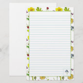 Botanische bloemen narcissen pansies gevoerd briefpapier (Voorkant / Achterkant)