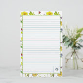 Botanische bloemen narcissen pansies gevoerd briefpapier (Staand voorkant)