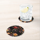 Botanische Bloemen Nederlands Barok Huwelijksmonog Kartonnen Onderzetters (Insitu)