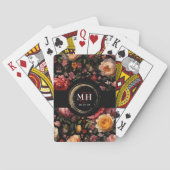 Botanische Bloemen Nederlands Barok Huwelijksmonog Pokerkaarten (Achterkant)