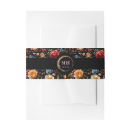 Botanische Bloemen Nederlands Barok Huwelijksmonog Uitnodigingen Wikkel