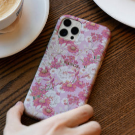 Botanische Bloemen Paarse Roze Custom iPhone 16 Pro Hoesje