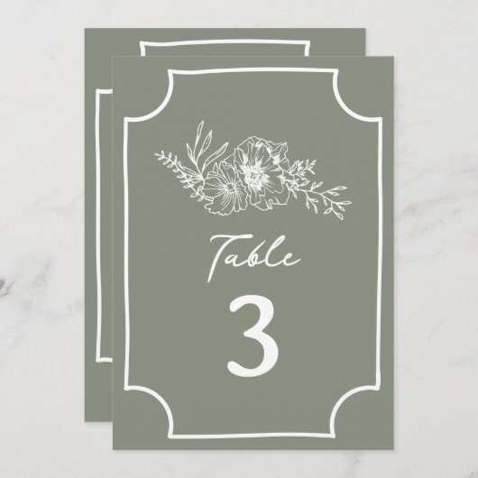 Botanische Bloemen Sage Groene bruiloft Kaart (Voorkant / Achterkant)