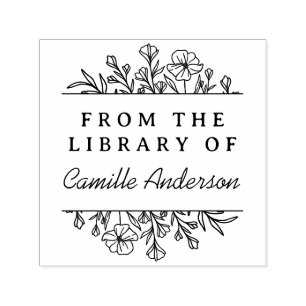  Botanische Bloemen Script Bibliotheek Bookplate Zelfinktende Stempel
