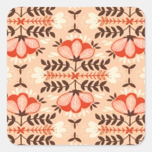 Botanische bloemen Spring Blossom Coral Vierkante Sticker