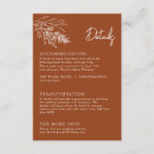 Botanische Bloemen Terracotta Boho Bruiloft Detail Informatiekaartje (Voorkant)