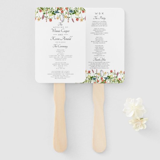 Botanische Bloemen Trouwprogramma Hand Fan Handwaaier (Voorkant en achterkant)