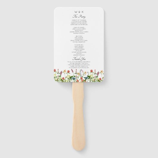 Botanische Bloemen Trouwprogramma Hand Fan Handwaaier (Achterkant)