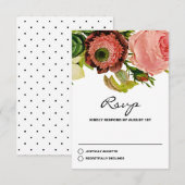 Botanische bloemen Vintage Wedding RSVP (Voorkant / Achterkant)