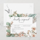 Botanische Bloemen Wedding RSVP Briefkaart (Voorkant / Achterkant)
