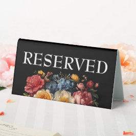 Botanische Bloemen Zwart Moody Reserved Sign