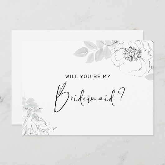 Botanische bloemenillustratie bruidsmeisje kaart (Voorkant / Achterkant)