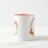 Botanische bloemenkrans goud monogram Initiaal J Tweekleurige Koffiemok (Center)