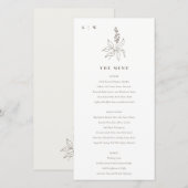 Botanische bloemenschets Monogram Huwelijksmenu ka Bedankkaart (Voorkant / Achterkant)
